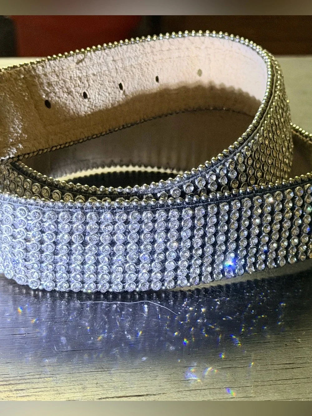 Solid abs rhinestones diamond belt shimmers and gleem western bling belt large